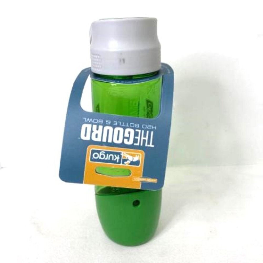 Kurgo The Gourd H2O Dog Travel Water Bottle & Bowl Green NEW